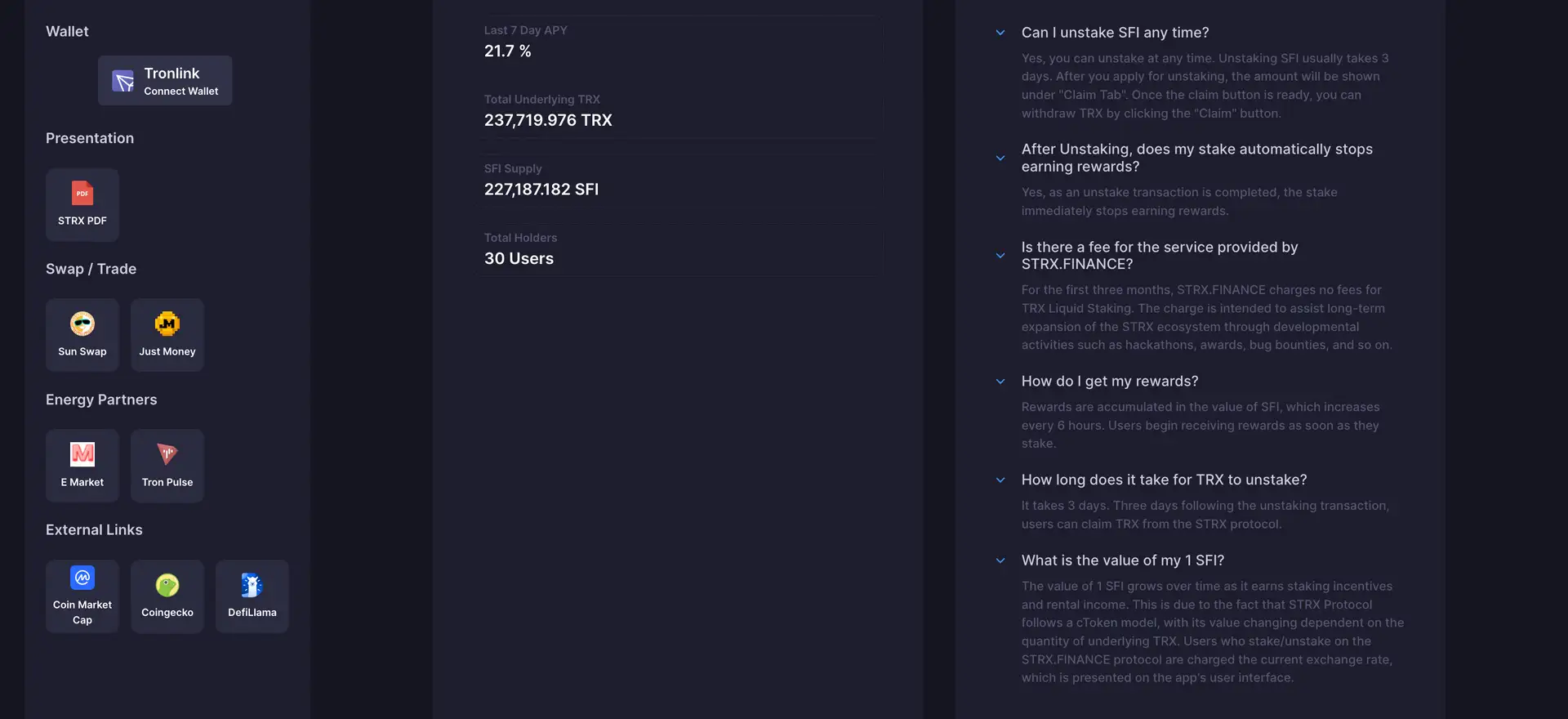 STRX FINANCE Dashboard