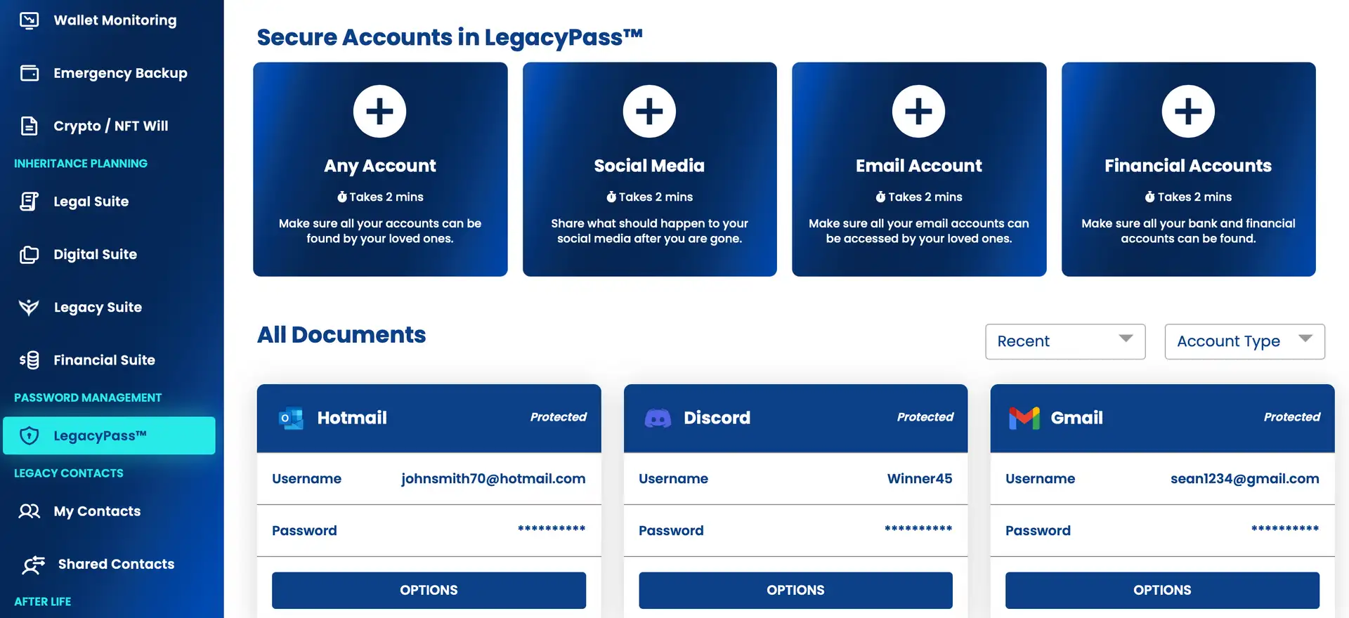 Legacy Suite Dashboard